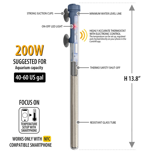 Sicce SCUBA Contactless Submersible Heater 50w, 100w, 300w, 400w