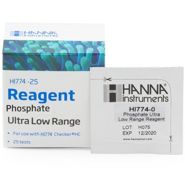 Hanna Instruments Handheld Colorimeter HI774 Checker HC Marine Phosphate ULR (ppm) HI774-25 Marine Phosphate Ultra Low Range (ULR) Reagent